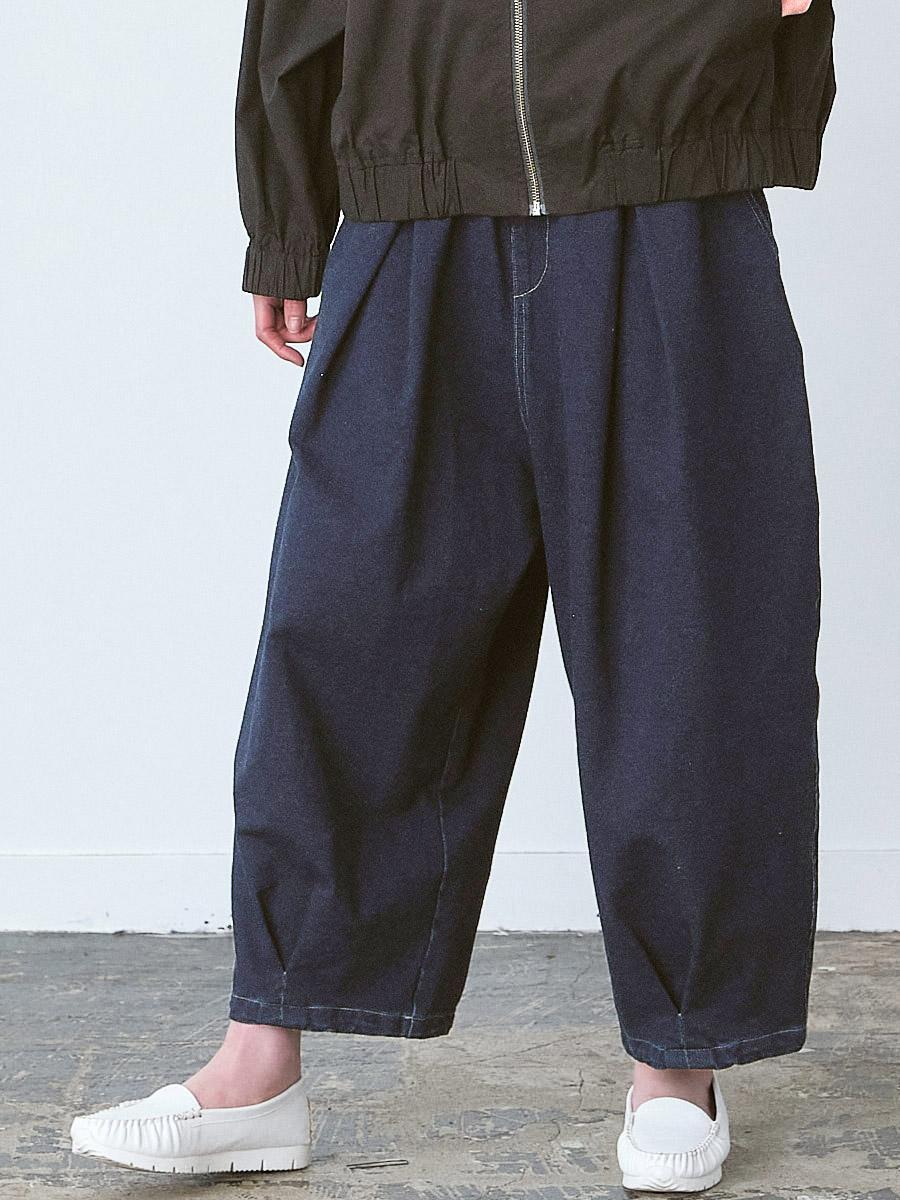 裾タックコクーンデニムパンツ(462-96033) 裾タックコクーンパンツ ニットデニム | パンツクロップド | 【公式】D