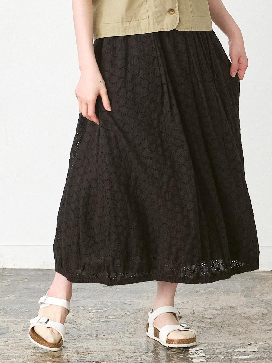 Y'S 25SS ギャザー 裾ゴムバルーンスカート ブラック 裾ゴムバルーンスカート 綿サークルレース | SKロング | 【公式】D*g*y