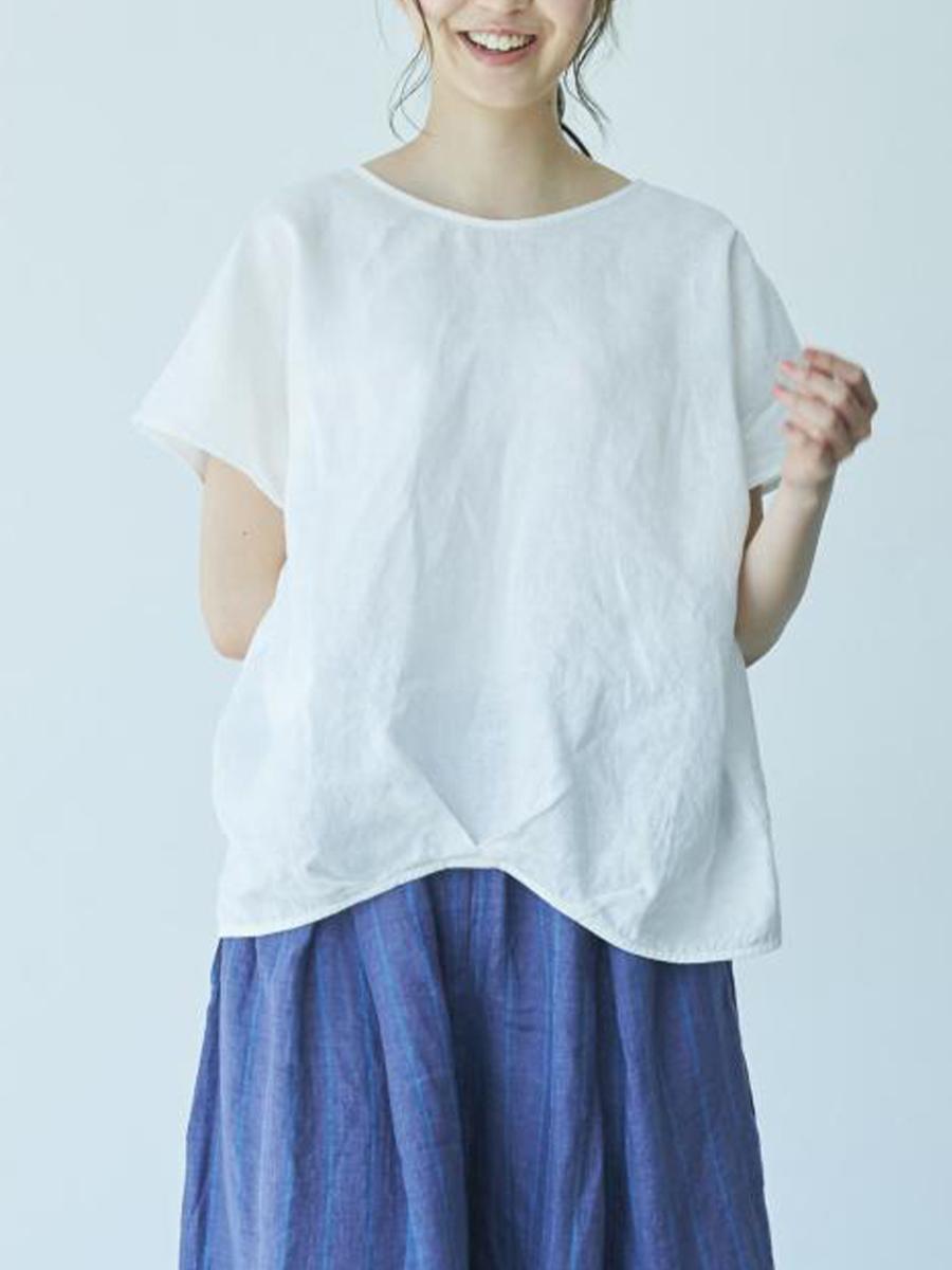 フレンチスリーブブラウス リネンオックス | シャツBLハンソデ