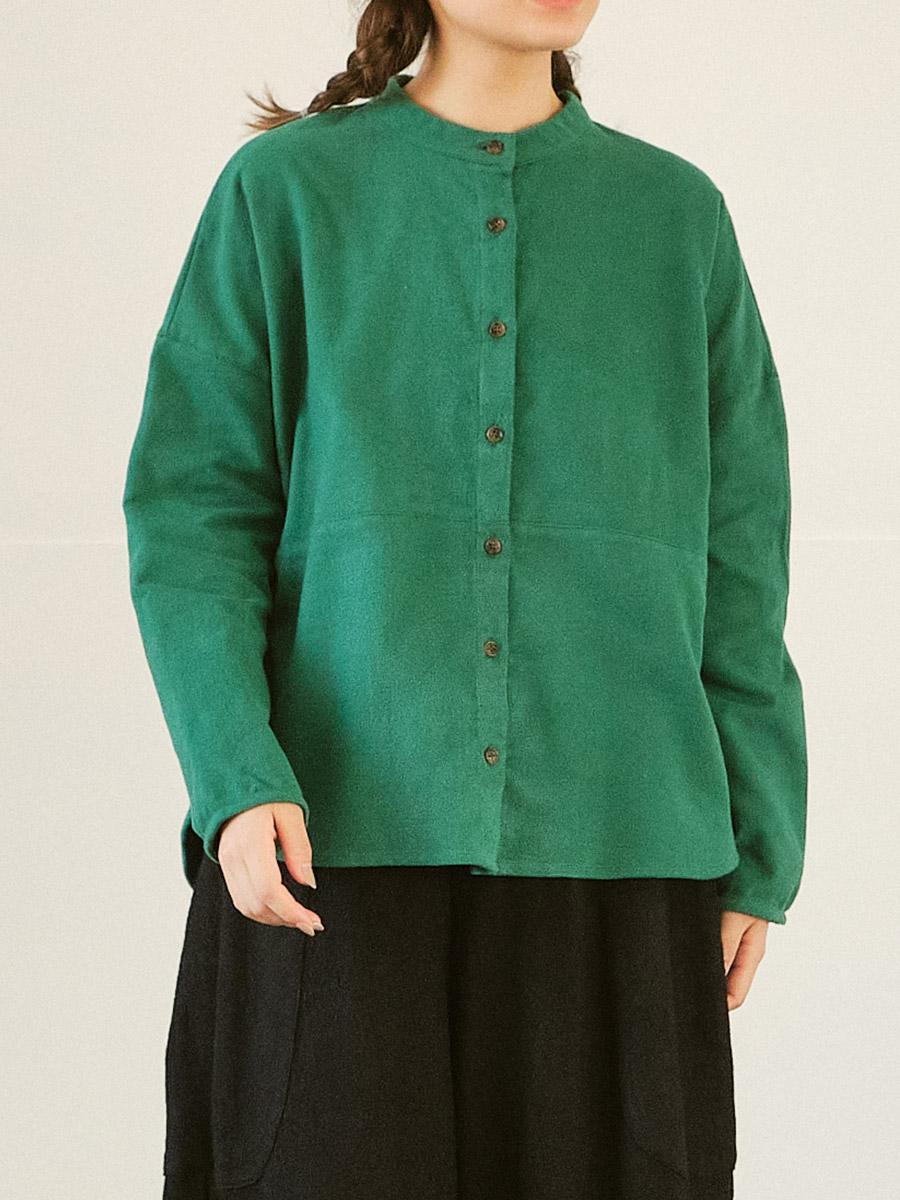 バンドカラーシャツジャケット 綿ネル起毛 | シャツBLナガソデ