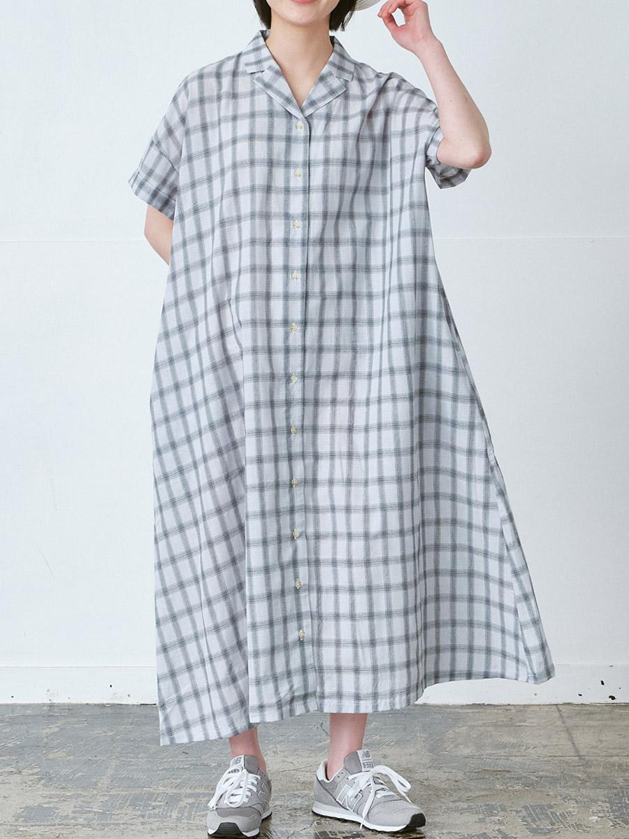 開襟シャツワンピース 綿オンブレチェック | OPハンソデ | 【公式】D*g