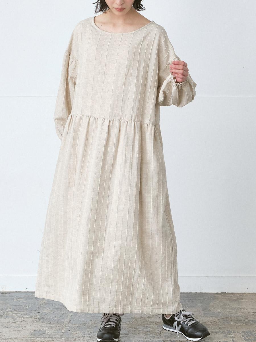シャーリング袖ワンピース 綿麻スラブ | OPナガソデ | 【公式】D*g*y