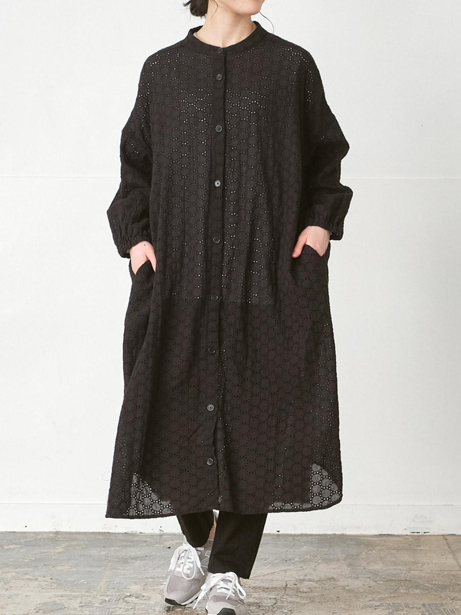 comoli バンドカラープルオーバー　ワンピース　size0 バンドカラーワンピース 綿サークルレース | OPナガソデ | 【公式】D*g