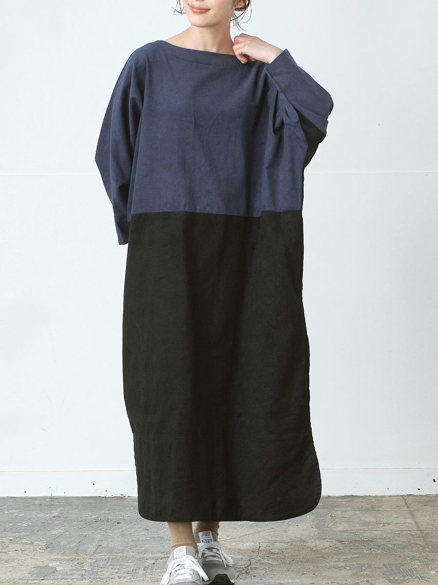 配色切り替えワンピース 細畝コーデュロイ | Patro'n et D*g*y | OP